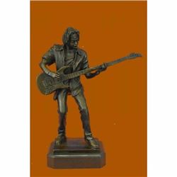Signed Handcrafted Rick James Guitar Player Bronze Sculpture Figurine Statue NR