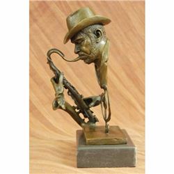 Signed Sax Saxophone Player Salutes Jazz and Rhythm and Blues Bronze Sculpture