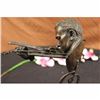 Image 4 : Signed Milo Abstract Man Playing Violin Bronze Bust Sculpture Marble Statue
