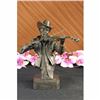 Image 1 : Cowboy Playing Violin Fiddle Music Bronze Sculpture Marble Statue