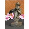 Image 2 : Cowboy Playing Violin Fiddle Music Bronze Sculpture Marble Statue