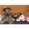 Image 5 : Cowboy Playing Violin Fiddle Music Bronze Sculpture Marble Statue
