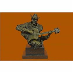 Art Deco Large Dali Music Musician Guitar Player Jazz Bronze Figurine Statue NR