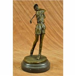 Signed Milo Female Golfer Tournament PGA Golf Golfing Trophy Bronze Sculpture NR