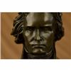 Image 4 : Signed Original Famous Composer Beethoven Bronze Sculpture Marble Base Statue NR