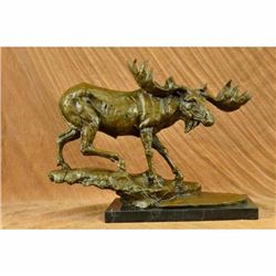 Signed Bugatti Wildlife Large Moose Sculpture Hot Cast Home Cabin Decor Figure