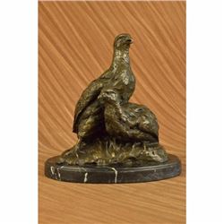 Signed Original 100% Real Bronze Two Baby Eagles Eagle Sculpture Statue Figurine