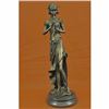Image 1 : Signed Original French Jean Patoue Female Flute Player Bronze Sculpture Statue