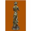 Image 3 : Signed Original French Jean Patoue Female Flute Player Bronze Sculpture Statue