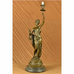 Large La Verite (Truth) Roman Goddess of Liberty Bronze Candle Holder Sculpture