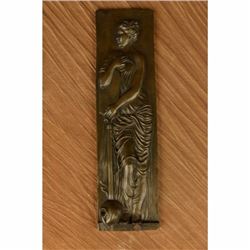 Original Real Bronze Metal Art Nouveau Lady with Jug of Water Wall Mount Statue