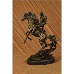 Bronco Buster Original Western Cowboy Horse Rodeo Rider Bronze Marble Statue Art