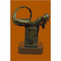 Handcrafted Art Deco Nude Naked Erotic Mermaid Bronze Sculpture Lost Wax Deal