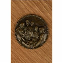 Genesis Nativity Modern style Hot cast Bronze Statue of Jesus at Manger Figurine