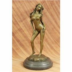 Nude Erotic Woman Walking W/ a provocative Pose Bronze Belle Sculpture Statue