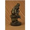 Image 3 : Original Western Art Native American Warrior Relaxing Bronze Sculpture Statue NR