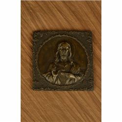 vintage signed bronze Jesus Christ and Angel statue Wall Mount Figurine Figure