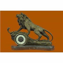 Bronze Sculpture Museum Quality Classic Artwork Mantle Lion Clock Decor Sale