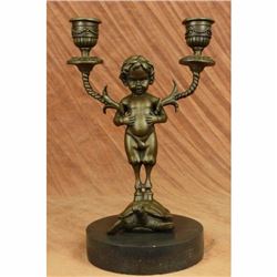 Signed Original Aldo Vitaleh Renowned Italian Artist Candle Holder Bronze Statue