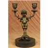 Image 1 : Signed Original Aldo Vitaleh Renowned Italian Artist Candle Holder Bronze Statue