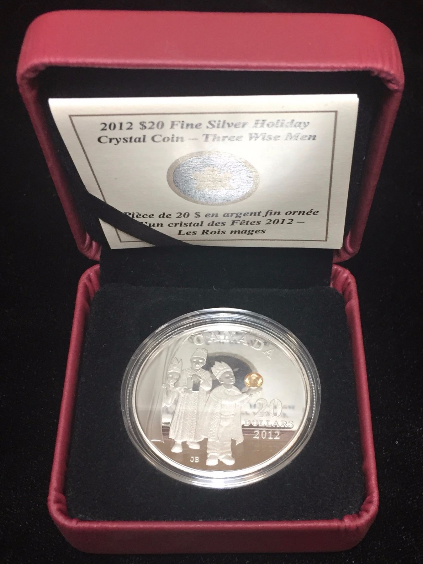 Canada 2012 Three Wise Men $20 Pure Silver /& Swarovski Crystal Proof Coin