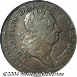 1723 1/2P Hibernia Halfpenny--Double Struck, Second Strike 10% Off Center--VF35 NGC.