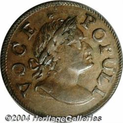 1760 1/2P Hibernia-Voce Populi Halfpenny MS64 Brown PCGS.