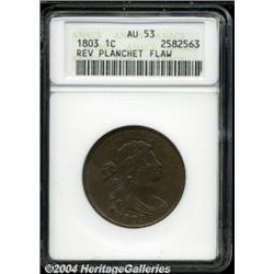 1803 1C No Stems--Reverse Planchet Flaw--AU53 ANACS.