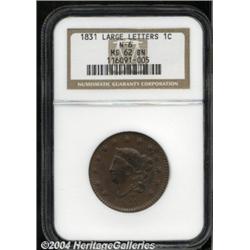 1831 1C Large Letters MS62 Brown NGC.