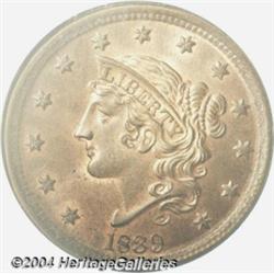 1839 1C Silly Head MS65 Red and Brown PCGS.