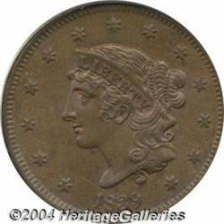 1839 1C Booby Head MS65 Brown PCGS.