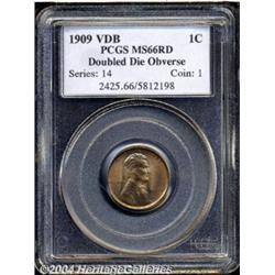 1909 VDB 1C Doubled Die Obverse MS66 Red PCGS.