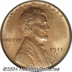 1911-S 1C MS65 Red PCGS.