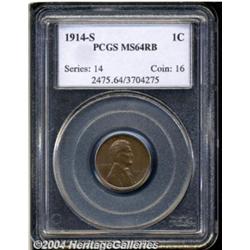 1914-S 1C MS64 Red and Brown PCGS.