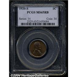 1920-S 1C MS65 Red and Brown PCGS.