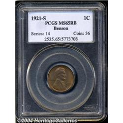 1921-S 1C MS65 Red and Brown PCGS.