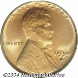 1934-D 1C MS67 Red PCGS.