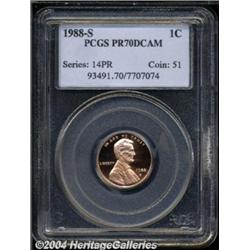 1988-S 1C PR70 Deep Cameo PCGS.