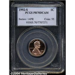 1992-S 1C PR70 Deep Cameo PCGS.