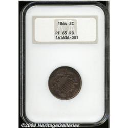 1864 2C Large Motto PR65 Red and Brown NGC.