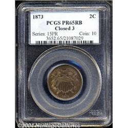 1873 2C Closed 3 PR65 Red and Brown PCGS.