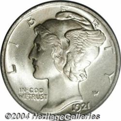 1921 10C MS65 Full Bands PCGS.