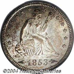 1853 25C Arrows and Rays MS64 PCGS.