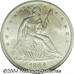 1866-S 50C Motto MS64 NGC.