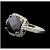 Image 2 : 14KT White Gold 5.00ct Black Onyx and Diamond Ring