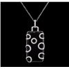 Image 2 : 14KT White Gold 0.50ctw Diamond and Onyx Pendant with Chain