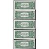 Image 2 : Lot of (5) Consecutive 1957 $1 Silver Certificate Notes Uncirculated