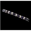 Image 2 : 14KT White Gold 12.40ctw Blue Sapphire and Diamond Bracelet