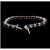 Image 4 : 14KT White Gold 12.40ctw Blue Sapphire and Diamond Bracelet