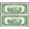 Image 2 : Lot of (2) 1929 $20 Federal Reserve Bank of New York National Currency Notes